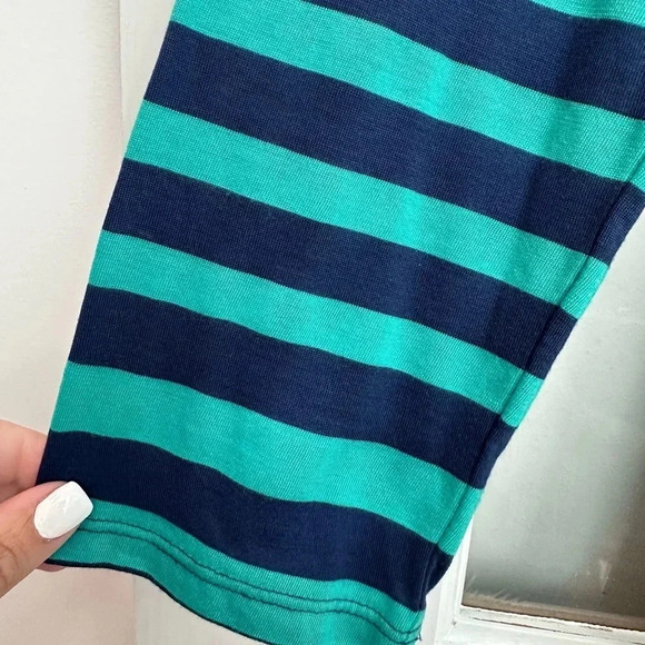 BCBGMAXAZRIA Cintia Teal Sea Blue Green Stripe Shift Dress Open Back Size Large - Picture 6 of 12
